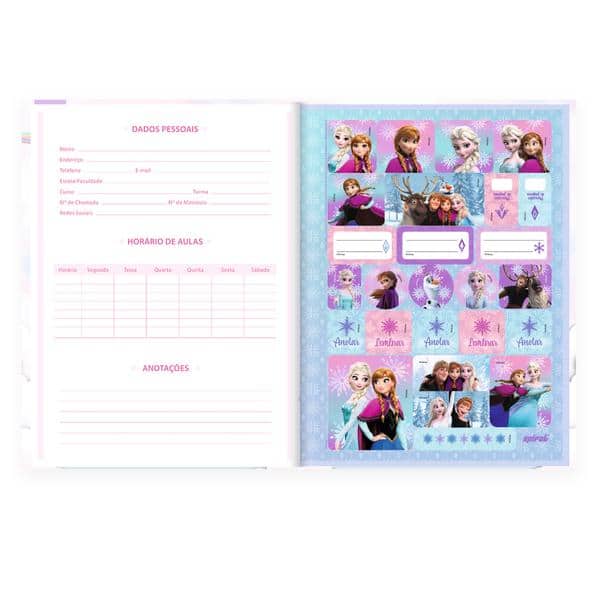 Caderno Universitário Capa Dura, Costurado, 80 folhas, Frozen, 2645289, Spiral Frz - PT 1 UN