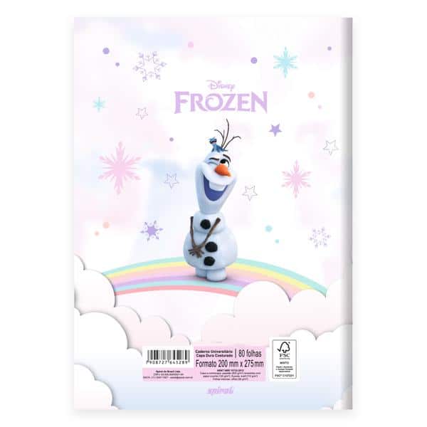 Caderno Universitário Capa Dura, Costurado, 80 folhas, Frozen, 2645289, Spiral Frz - PT 1 UN