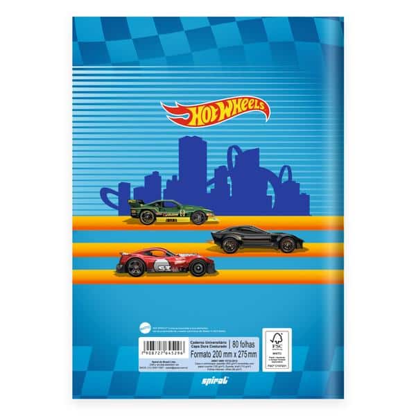 Caderno Universitário Capa Dura, Costurado, 80 folhas, Hot Wheels, 2645296, Spiral Hw - PT 1 UN Caderno Universitário Capa Dura, Costurado, 80 folhas, Hot Wheels, 2645296, Spiral Hw - PT 1 UN