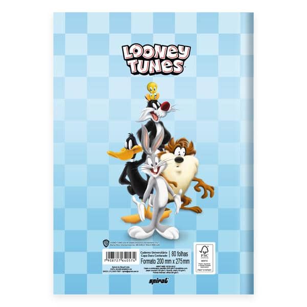 Caderno Univ.C.D. Costurado 80fls Looney Tunes 2640574 Spiral Lt PT 1 UN