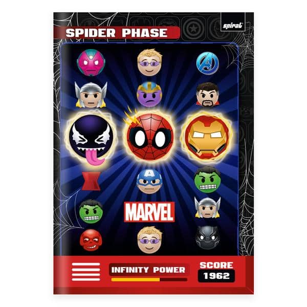 Caderno Universitário, Capa Dura Costurado, 80 folhas, Marvel Emoji, 2640598, Spiral Mve - PT 1 UN Caderno Universitário, Capa Dura Costurado, 80 folhas, Marvel Emoji, 2640598, Spiral Mve - PT 1 UN
