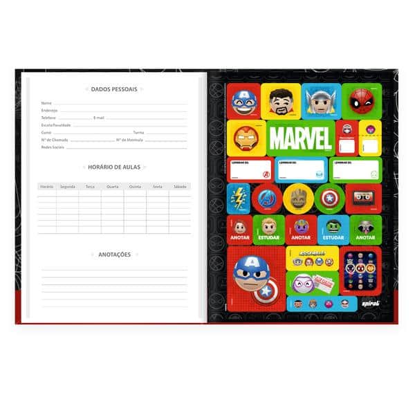 Caderno Universitário, Capa Dura Costurado, 80 folhas, Marvel Emoji, 2640598, Spiral Mve - PT 1 UN Caderno Universitário, Capa Dura Costurado, 80 folhas, Marvel Emoji, 2640598, Spiral Mve - PT 1 UN