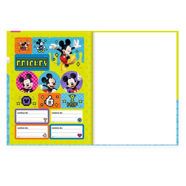 Caderno Universitário, Capa Dura Costurado, 80 folhas, Mickey Clássico, 2643025, Spiral Mk - PT 1 UN