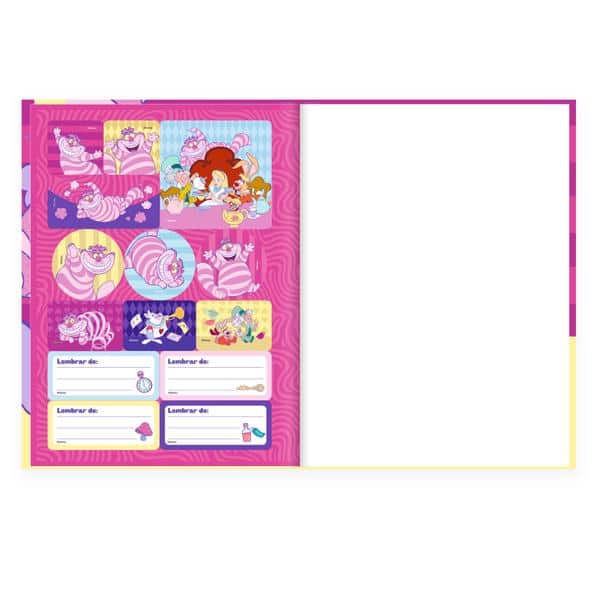 Caderno Universitário Capa Dura, Costurado, 80 folhas, Disney Clássicos, Alice no País das Maravilhas, 2642998, Spiral Cld - PT 1 UN