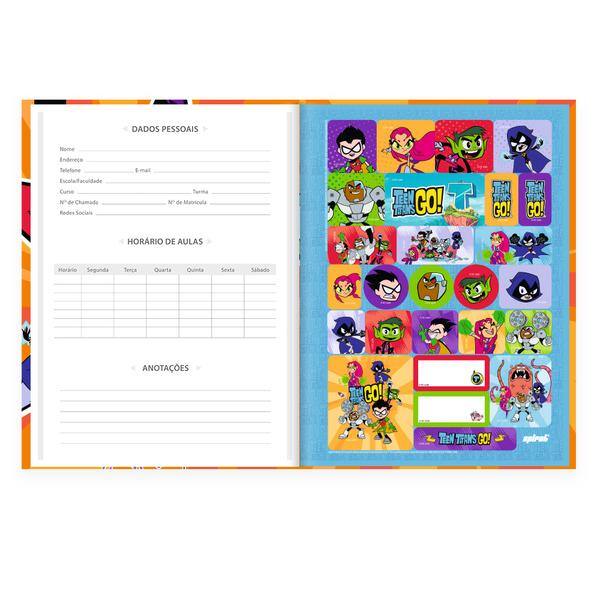 Caderno Universitário Capa Dura, Costurado, 80 folhas, Teen Titans Go, 2645432, Spiral Ttg - PT 1 UN