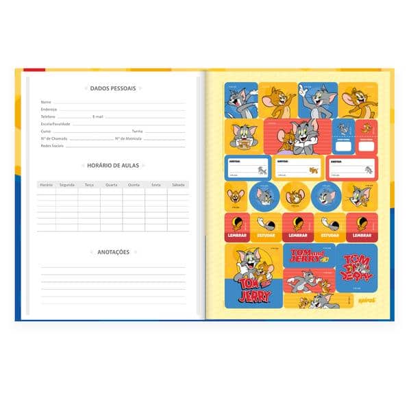 Caderno Univ.C.D. Costurado 80fls Tom & Jerry 2643056 Spiral T&J PT 1 UN