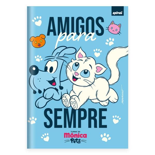 Caderno Univ.C.D. Costurado 80fls Mônica Pets 2640710 Spiral Tdm PT 1 UN