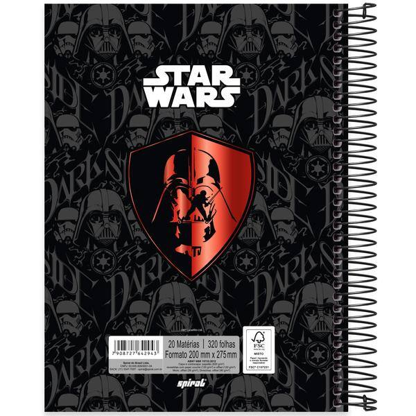 Caderno Universitário Capa Dura, 20 x 1, 320 Folhas, Star Wars, 2642943, Spiral Starw - PT 1 UN Caderno Universitário Capa Dura, 20 x 1, 320 Folhas, Star Wars, 2642943, Spiral Starw - PT 1 UN