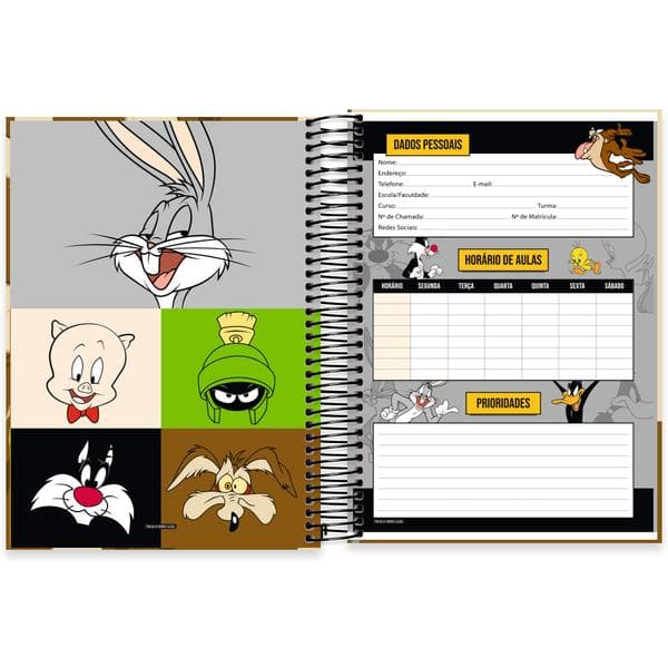 Caderno univ.capa dura 15x1 240fls L. Tunes 2640277 Spiral Lt PT 1 UN Caderno univ.capa dura 15x1 240fls L. Tunes 2640277 Spiral Lt PT 1 UN