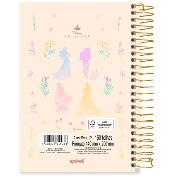 Caderno 1/4 espiral C.D. 160fls Princesas 2645753 Spiral Pn PT 1 UN