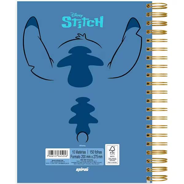 Caderno Universitário Disney Stitch Capa Premium com Flocagem, 10 x 1, 150 folhas, 2645258, Spiral Ds - PT 1 UN Caderno Universitário Disney Stitch Capa Premium com Flocagem, 10 x 1, 150 folhas, 2645258, Spiral Ds - PT 1 UN