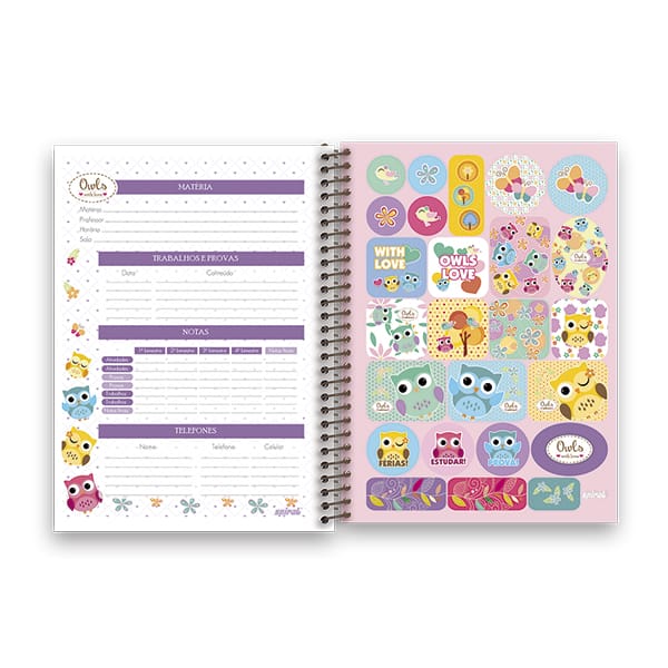 Caderno Universitário capa dura 1x1 Corujinha 06692 Spiral PT 1 UN