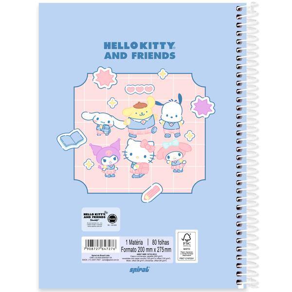 Caderno univ.capa dura 1x1 80fls H.Kitty Amig 2647276 Spiral Hka PT 1 UN