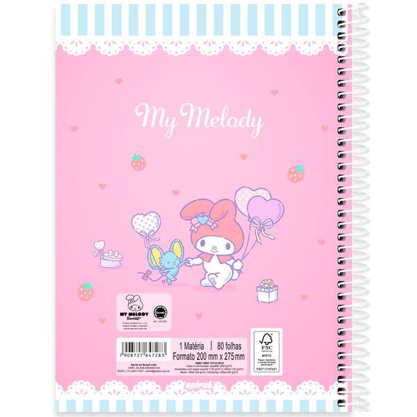 Caderno univ.capa dura 1x1 80fls H.Kitty Amig 2647283 Spiral Hka PT 1 UN
