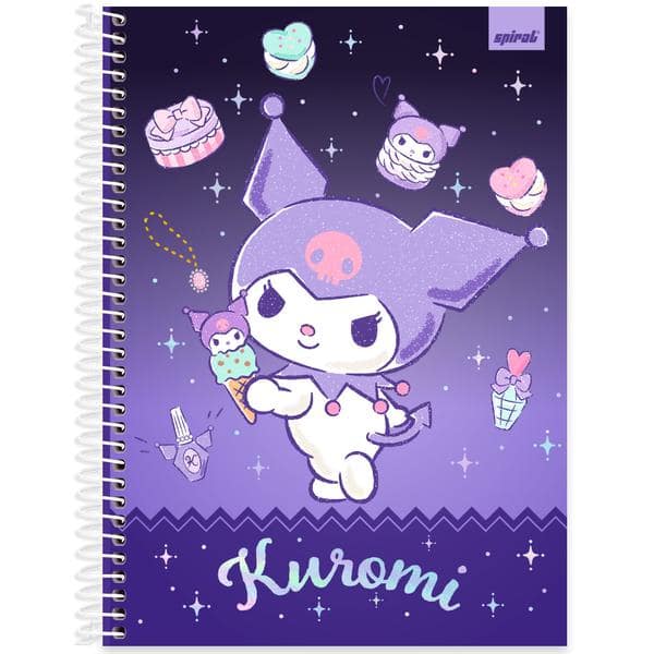 Caderno Universitário Capa Dura, 1 x 1, 80 Folhas, Hello Kitty e amigos, Kuromi, 2647290, Spiral Hka - PT 1 UN Caderno Universitário Capa Dura, 1 x 1, 80 Folhas, Hello Kitty e amigos, Kuromi, 2647290, Spiral Hka - PT 1 UN