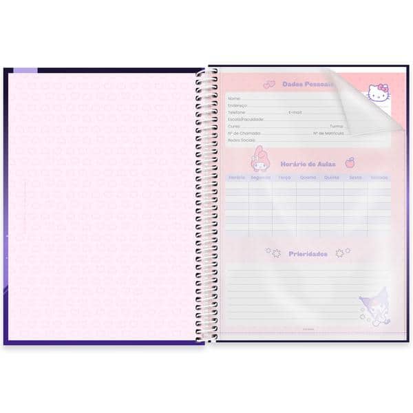 Caderno Universitário Capa Dura, 1 x 1, 80 Folhas, Hello Kitty e amigos, Kuromi, 2647290, Spiral Hka - PT 1 UN Caderno Universitário Capa Dura, 1 x 1, 80 Folhas, Hello Kitty e amigos, Kuromi, 2647290, Spiral Hka - PT 1 UN