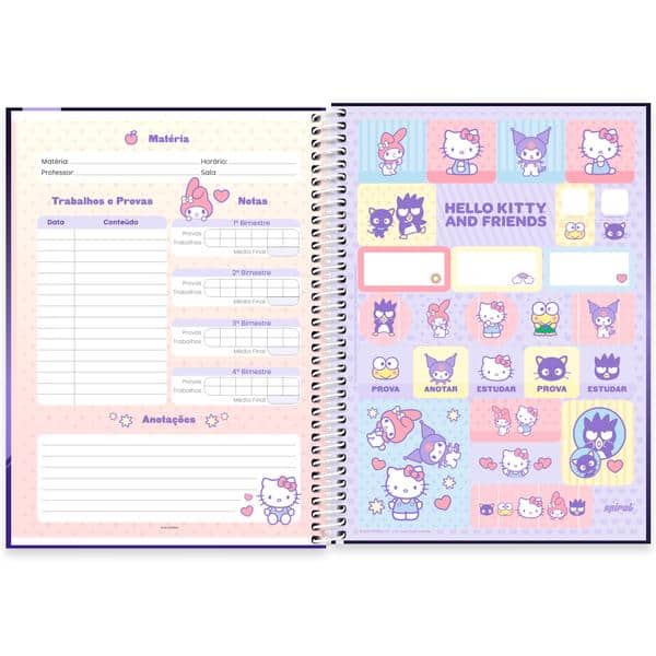 Caderno Universitário Capa Dura, 1 x 1, 80 Folhas, Hello Kitty e amigos, Kuromi, 2647290, Spiral Hka - PT 1 UN Caderno Universitário Capa Dura, 1 x 1, 80 Folhas, Hello Kitty e amigos, Kuromi, 2647290, Spiral Hka - PT 1 UN