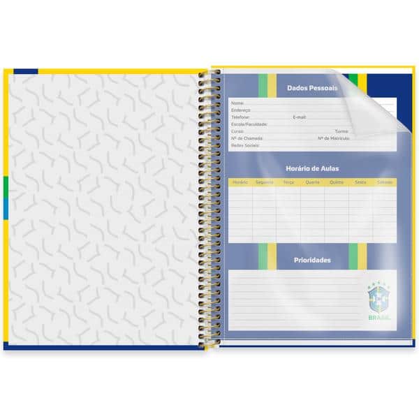 Caderno Universitário Capa Dura, 1x1, 80 folhas, CBF Camisa 10, 2647184, Spiral CBF - PT 1 UN