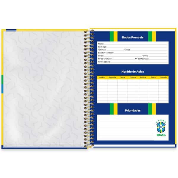 Caderno Universitário Capa Dura, 1x1, 80 folhas, CBF Camisa 10, 2647184, Spiral CBF - PT 1 UN