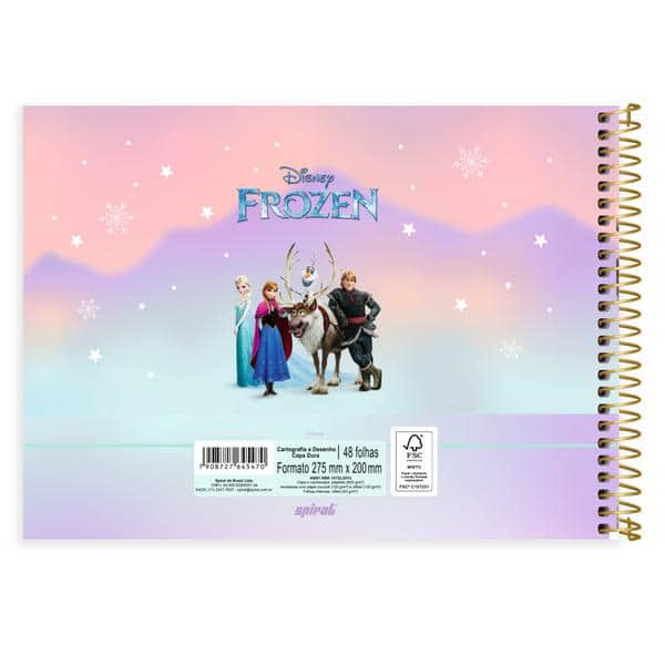 Caderno Cartografia e Desenho Capa Dura 48 Folhas, Frozen, 2645470, Spiral Frz - PT 1 UN