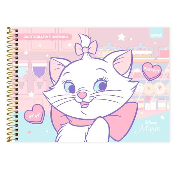 Caderno Cartografia e Desenho Capa Dura 48 Folhas, Gata Marie, 2643100, Spiral Mar - PT 1 UN