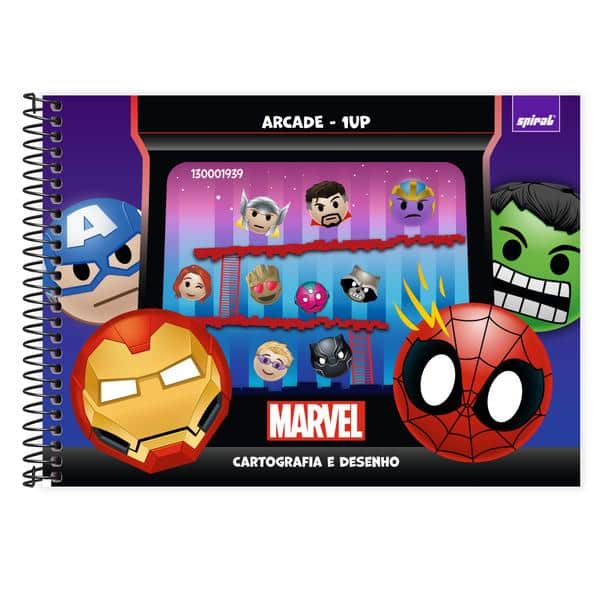Caderno Cartografia e Desenho Capa Dura 48 Folhas, Marvel Emoji, 2645500, Spiral Mve - PT 1 UN Caderno Cartografia e Desenho Capa Dura 48 Folhas, Marvel Emoji, 2645500, Spiral Mve - PT 1 UN
