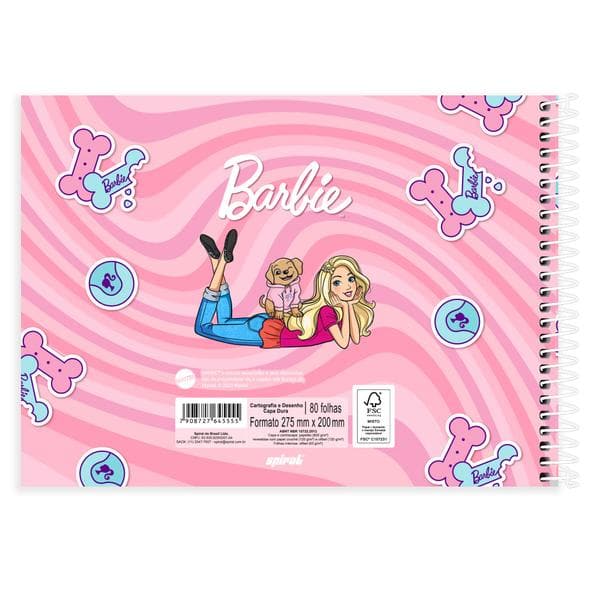 Caderno de cartografia e desenho, Capa dura, 80 folhas, Barbie, 2645555, Spiral Brb - PT 1 UN