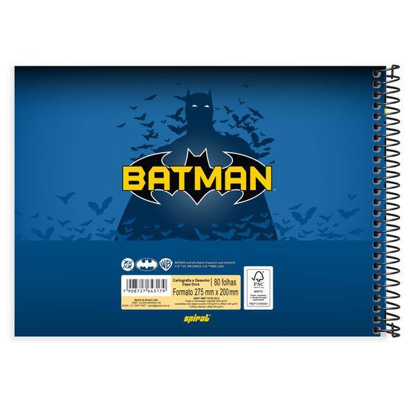Caderno cartografia capa dura 80fls Bat. Kids 2643179 Spiral Btm PT 1 UN