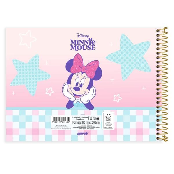 Caderno cartografia capa dura 80fls Minnie Cla 2645609 Spiral Mn PT 1 UN
