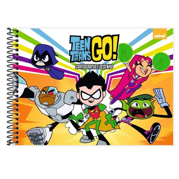 Caderno de cartografia e desenho, Capa dura, 80 folhas, Teen Titans Go, 2645623, Spiral Ttg - PT 1 UN