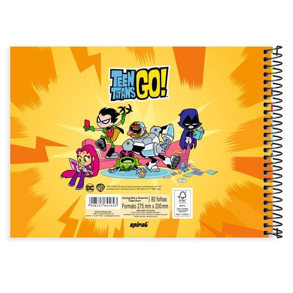 Caderno de cartografia e desenho, Capa dura, 80 folhas, Teen Titans Go, 2645623, Spiral Ttg - PT 1 UN