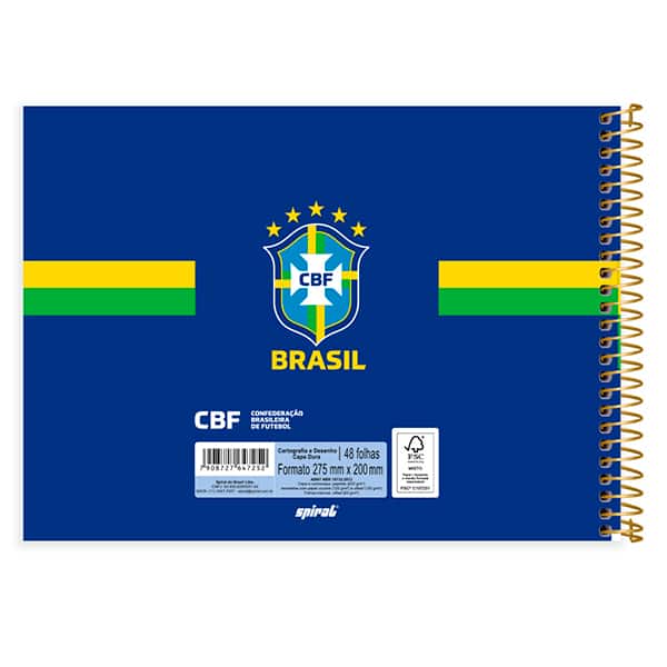 Caderno de cartografia e desenho, Capa dura, 48 folhas, CBF Canarinho, 2647252, Spiral CBF - PT 1 UN