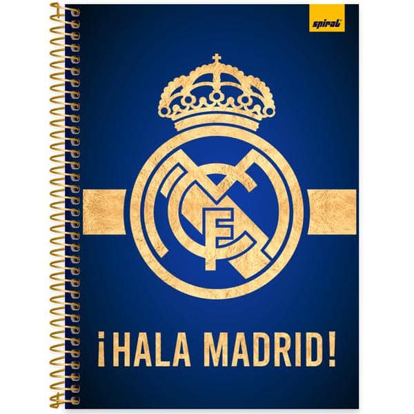 Caderno Universitário Capa Dura, 1x1, 80 Folhas, Real Madrid, 2649638, Spiral Rea - PT 1 UN