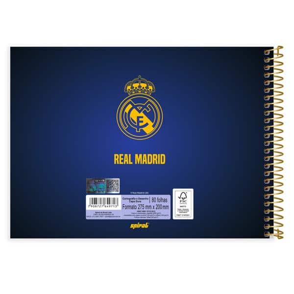 Caderno Cartografia e Desenho Capa Dura 80 Folhas, Real Madrid, 2649713, Spiral Rea - PT 1 UN Caderno Cartografia e Desenho Capa Dura 80 Folhas, Real Madrid, 2649713, Spiral Rea - PT 1 UN