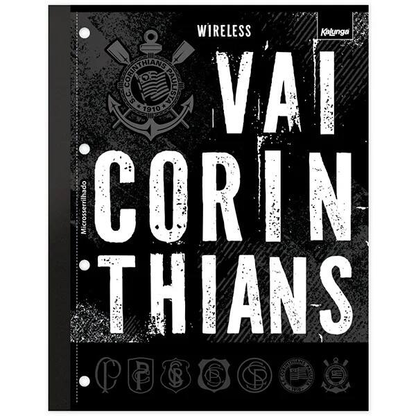Caderno Universitário Wireless com Folhas Coladas, 1x1, 80 Folhas, Corinthians, 2754526, Spiral Sccp - PT 1 UN