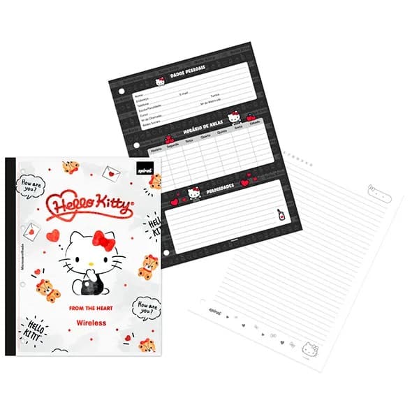 Caderno Universitário Wireless com Folhas Coladas 1x1, 80 Folhas, Hello Kitty, 2756568, Spiral Hki - PT 1 UN Caderno Universitário Wireless com Folhas Coladas 1x1, 80 Folhas, Hello Kitty, 2756568, Spiral Hki - PT 1 UN