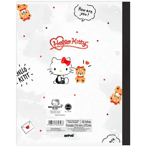 Caderno Universitário Wireless com Folhas Coladas 1x1, 80 Folhas, Hello Kitty, 2756568, Spiral Hki - PT 1 UN Caderno Universitário Wireless com Folhas Coladas 1x1, 80 Folhas, Hello Kitty, 2756568, Spiral Hki - PT 1 UN