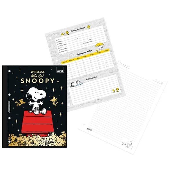 Caderno Universitário Wireless com Folhas Coladas, 1x1, 80 Folhas, Snoopy, 2753819, Spiral Sno - PT 1 UN Caderno Universitário Wireless com Folhas Coladas, 1x1, 80 Folhas, Snoopy, 2753819, Spiral Sno - PT 1 UN