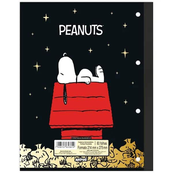 Caderno Universitário Wireless com Folhas Coladas, 1x1, 80 Folhas, Snoopy, 2753819, Spiral Sno - PT 1 UN Caderno Universitário Wireless com Folhas Coladas, 1x1, 80 Folhas, Snoopy, 2753819, Spiral Sno - PT 1 UN