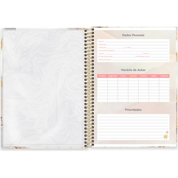 Caderno Universitário Capa Dura, 1 x 1, 80 Folhas, Marmo, 2752652, Spiral Mrm - PT 1 UN