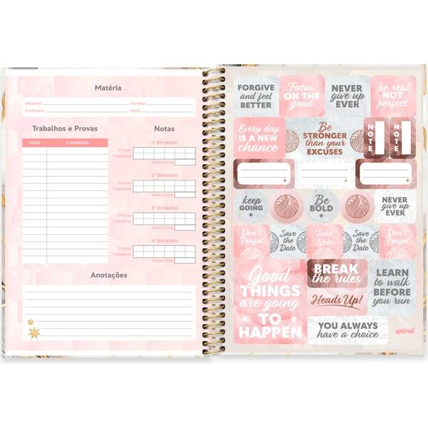 Caderno Universitário Capa Dura, 1 x 1, 80 Folhas, Marmo, 2752652, Spiral Mrm - PT 1 UN