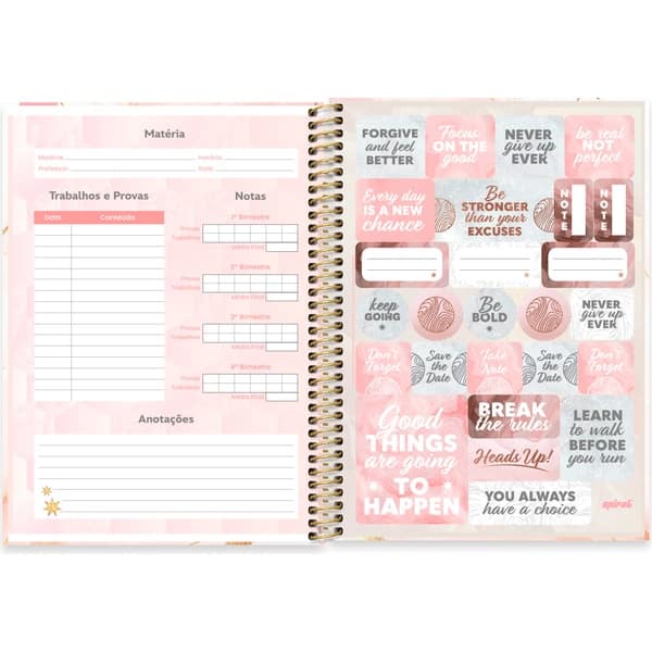 Caderno Universitário Capa Dura, 1 x 1, 80 Folhas, Marmo, 2752669, Spiral Mrm - PT 1 UN