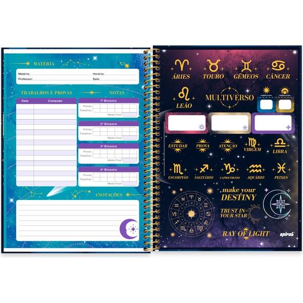 Caderno Universitário Capa Dura, 1 x 1, 80 Folhas, Multiverso, 2756841, Spiral Mult - PT 1 UN