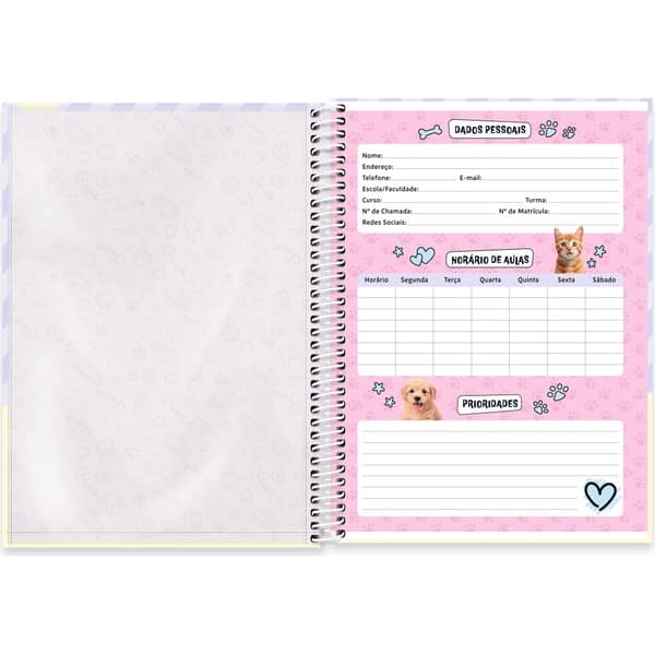 Caderno univ.capa dura 1x1 80fls My Pet 2752706 Spiral Pet PT 1 UN