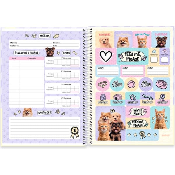Caderno univ.capa dura 1x1 80fls My Pet 2752706 Spiral Pet PT 1 UN