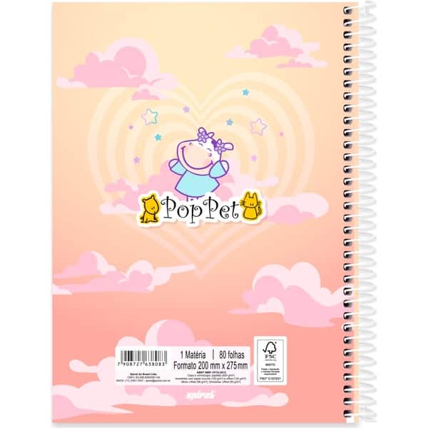 Caderno Universitário Capa Dura, 1 x 1, 80 Folhas, Pop Pet, 2752713, Spiral Pop - PT 1 UN Caderno Universitário Capa Dura, 1 x 1, 80 Folhas, Pop Pet, 2752713, Spiral Pop - PT 1 UN