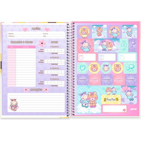 Caderno Universitário Capa Dura, 1 x 1, 80 Folhas, Pop Pet, 2752720, Spiral Pop - PT 1 UN