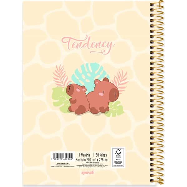 Caderno Universitário Capa Dura, 1 x 1, 80 Folhas, Capivaras, 2752805, Spiral Ten - PT 1 UN Caderno Universitário Capa Dura, 1 x 1, 80 Folhas, Capivaras, 2752805, Spiral Ten - PT 1 UN