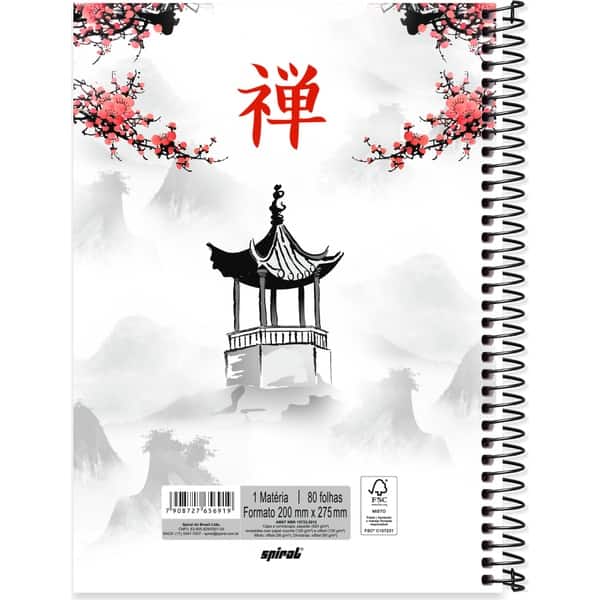 Caderno Universitário, Capa Dura, 1 x 1, 80 Folhas, Zen, 2756919, Spiral Zen - PT 1 UN