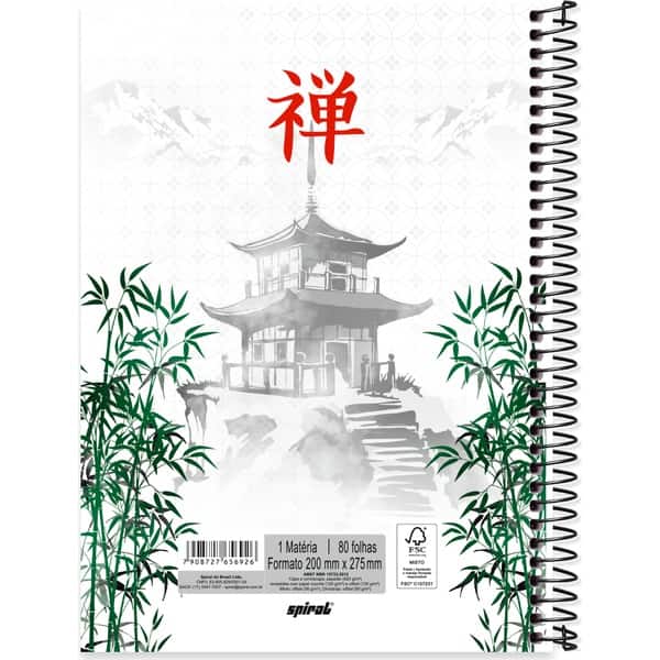 Caderno Universitário, Capa Dura, 1 x 1, 80 Folhas, Zen, 2756926, Spiral Zen - PT 1 UN
